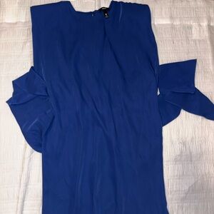 Aqua Cobalt Blue Tie-Detail Tunic